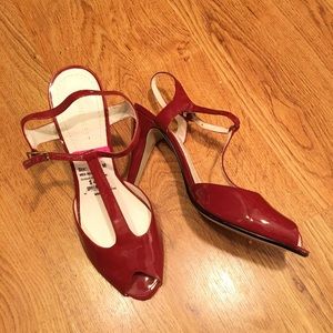 Nine West Red Peep Toe Heels New